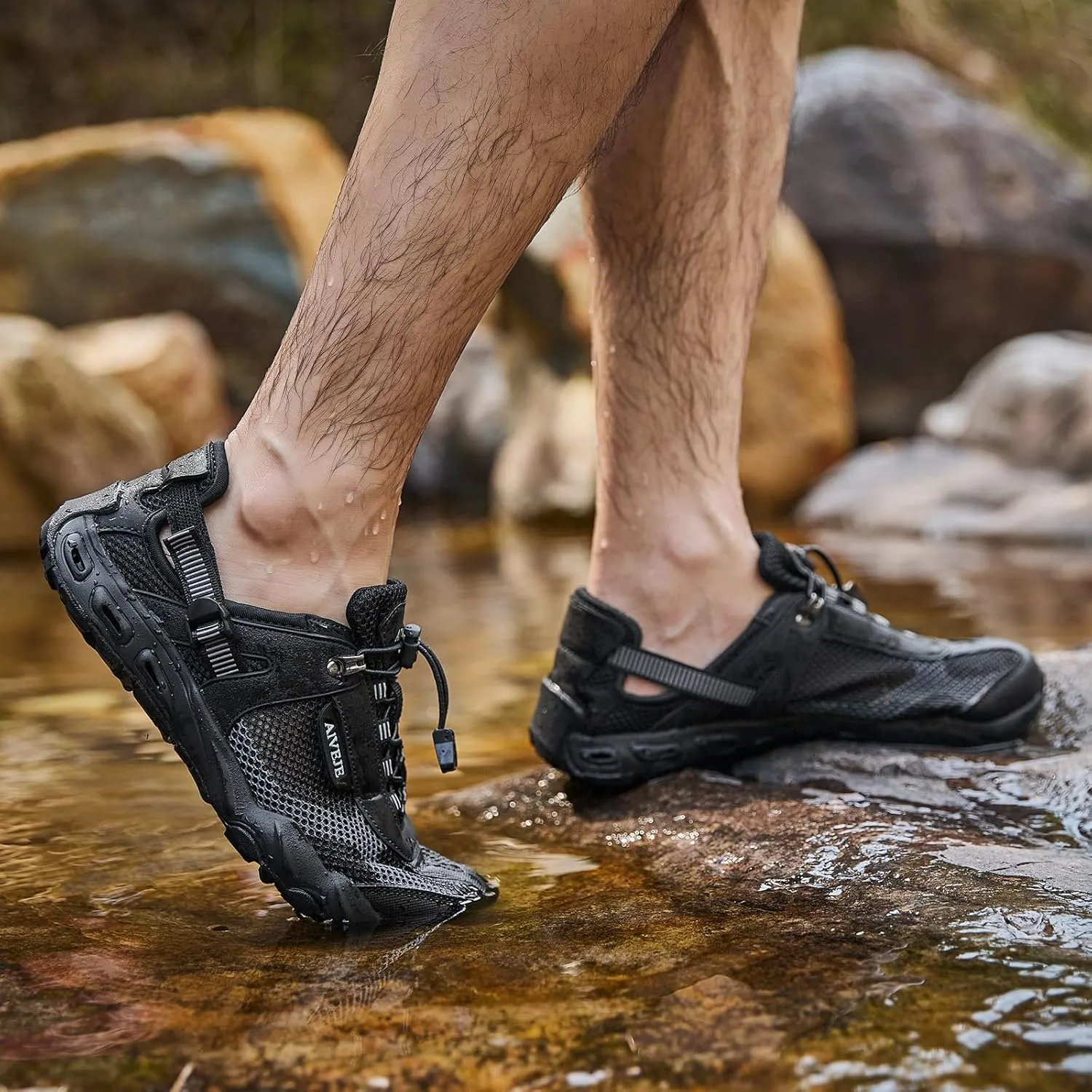 Men’s Amphibious Water Shoes - Summer Hiking Athletic Water Sandals Closed Toe Aqua Sneakers