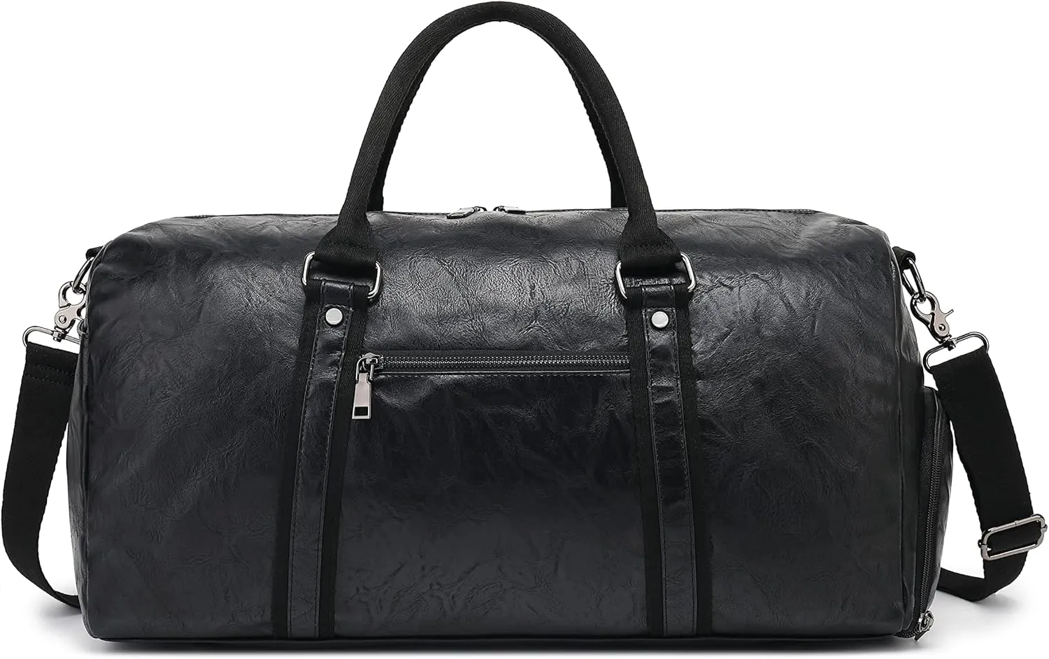 Men's and women's leather travel bag with black shoe compartment mens duffle bag black duffle