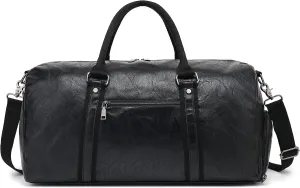 Men's and women's leather travel bag with black shoe compartment mens duffle bag black duffle