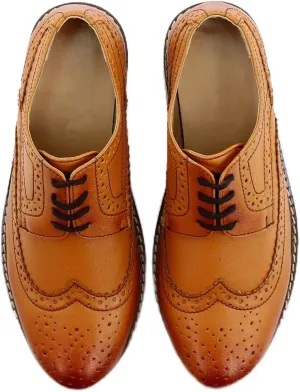 Mens Boys Lace Up Dress Shoes Brogue Father Son Formal Footwear