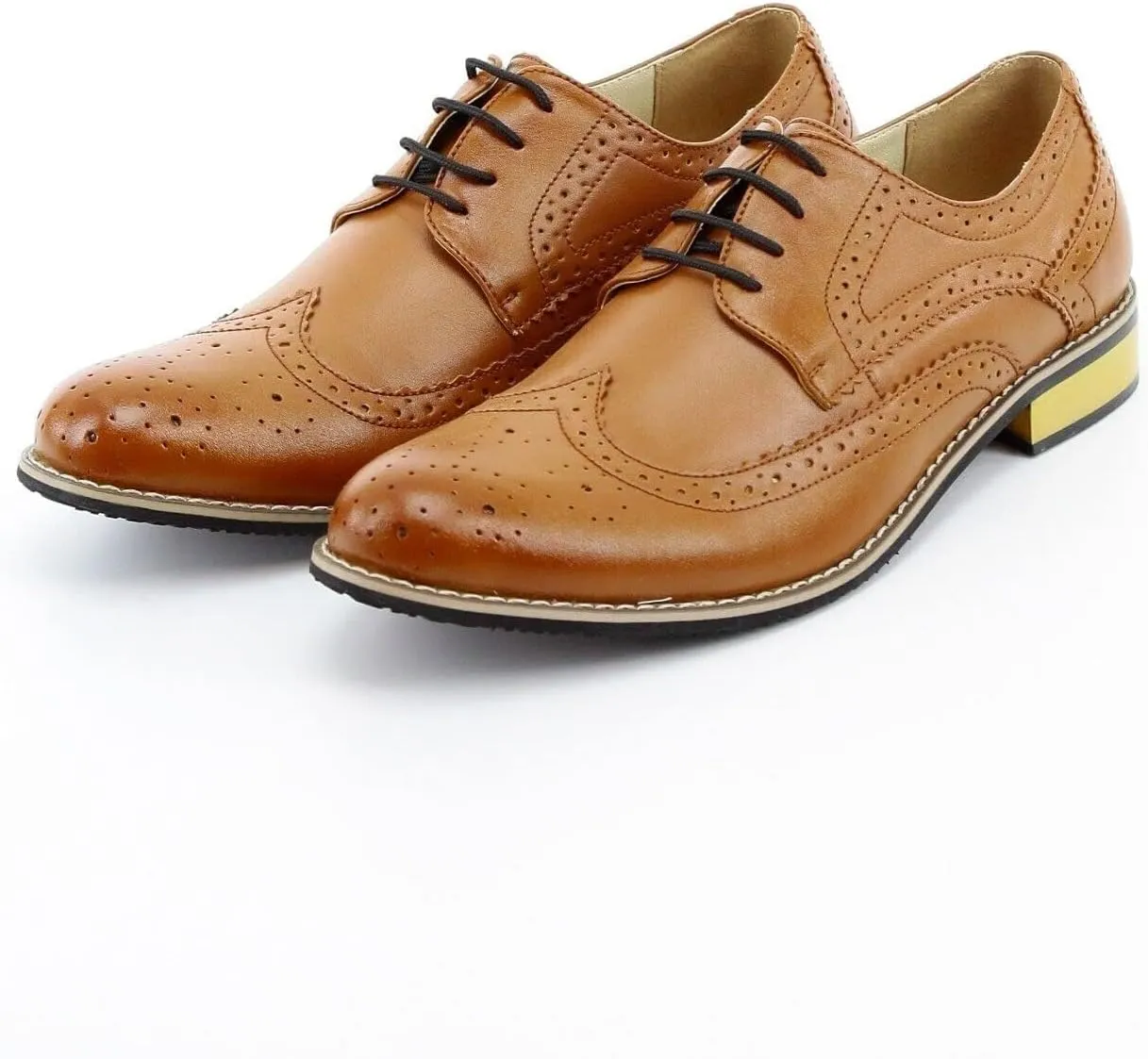 Mens Boys Lace Up Dress Shoes Brogue Father Son Formal Footwear
