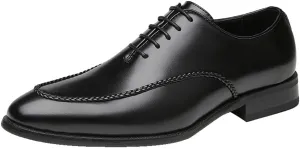 Men's Brogue Business Oxford Shoes Classic Leather Round Toe Lace Up Wedding Formal Dress Shoes