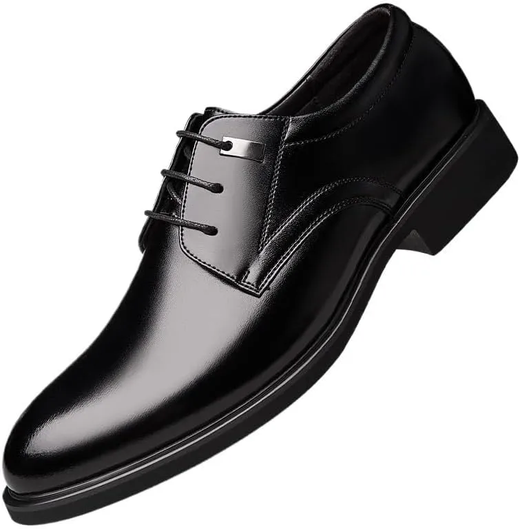 Men's Business Shoes Breathable Lining Lace-ups Shoes Lightweight Non-Slip Rubber Soft Sole Comfortable Leather Upper Dress Shoes for Men(13)