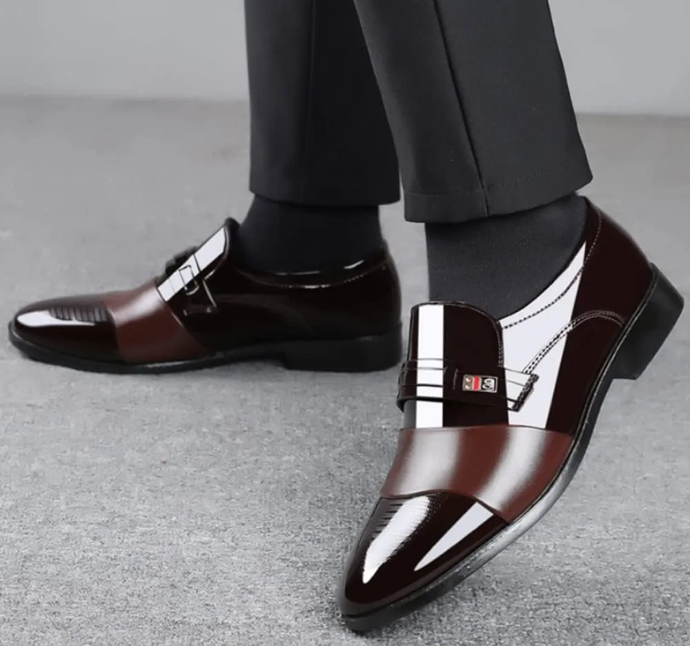 Men's Classic Business Dress Shoes, Oxford Work Formal Shoes, Patent Leather Slip-On Loafers Wedding Dress Shoes