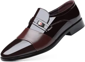 Men's Classic Business Dress Shoes, Oxford Work Formal Shoes, Patent Leather Slip-On Loafers Wedding Dress Shoes