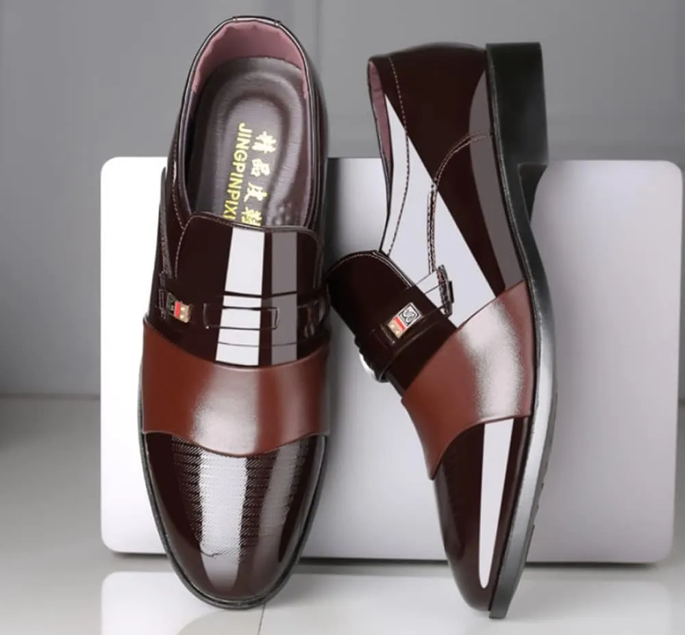 Men's Classic Business Dress Shoes, Oxford Work Formal Shoes, Patent Leather Slip-On Loafers Wedding Dress Shoes