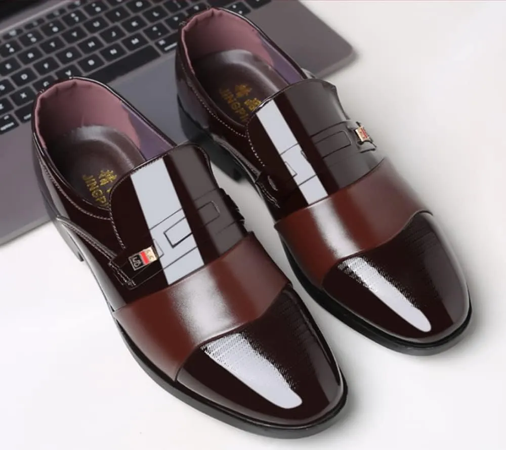 Men's Classic Business Dress Shoes, Oxford Work Formal Shoes, Patent Leather Slip-On Loafers Wedding Dress Shoes