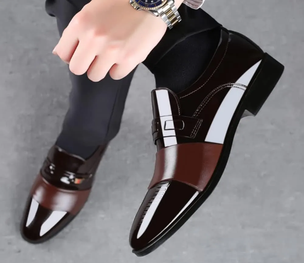Men's Classic Business Dress Shoes, Oxford Work Formal Shoes, Patent Leather Slip-On Loafers Wedding Dress Shoes