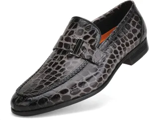 Men's Classic Leather Penny Loafers, Crocodile Printed Business Dress Slip on Loafer Shoes for Mens