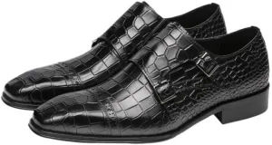 Men's Comfortable Dress Shoes Genuine Leather Business Men's Shoes with Crocodile Pattern Formal Shoes Cowhide Square Toe Suit Shoes Shoes Monk Shoes Anti-Slip Low Top Non Slip Prom