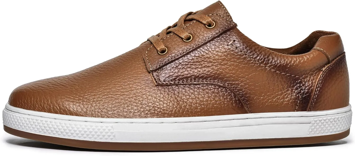 Mens Dress Casual Sneakers Business Casual Shoes Oxford Shoes for Men Mens Brown Dress Shoes Actual Leather Comfortable Mens Casual Oxford Shoe for Bussines Wedding
