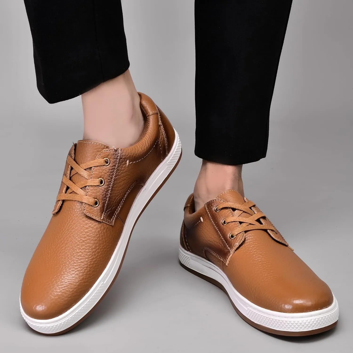 Mens Dress Casual Sneakers Business Casual Shoes Oxford Shoes for Men Mens Brown Dress Shoes Actual Leather Comfortable Mens Casual Oxford Shoe for Bussines Wedding