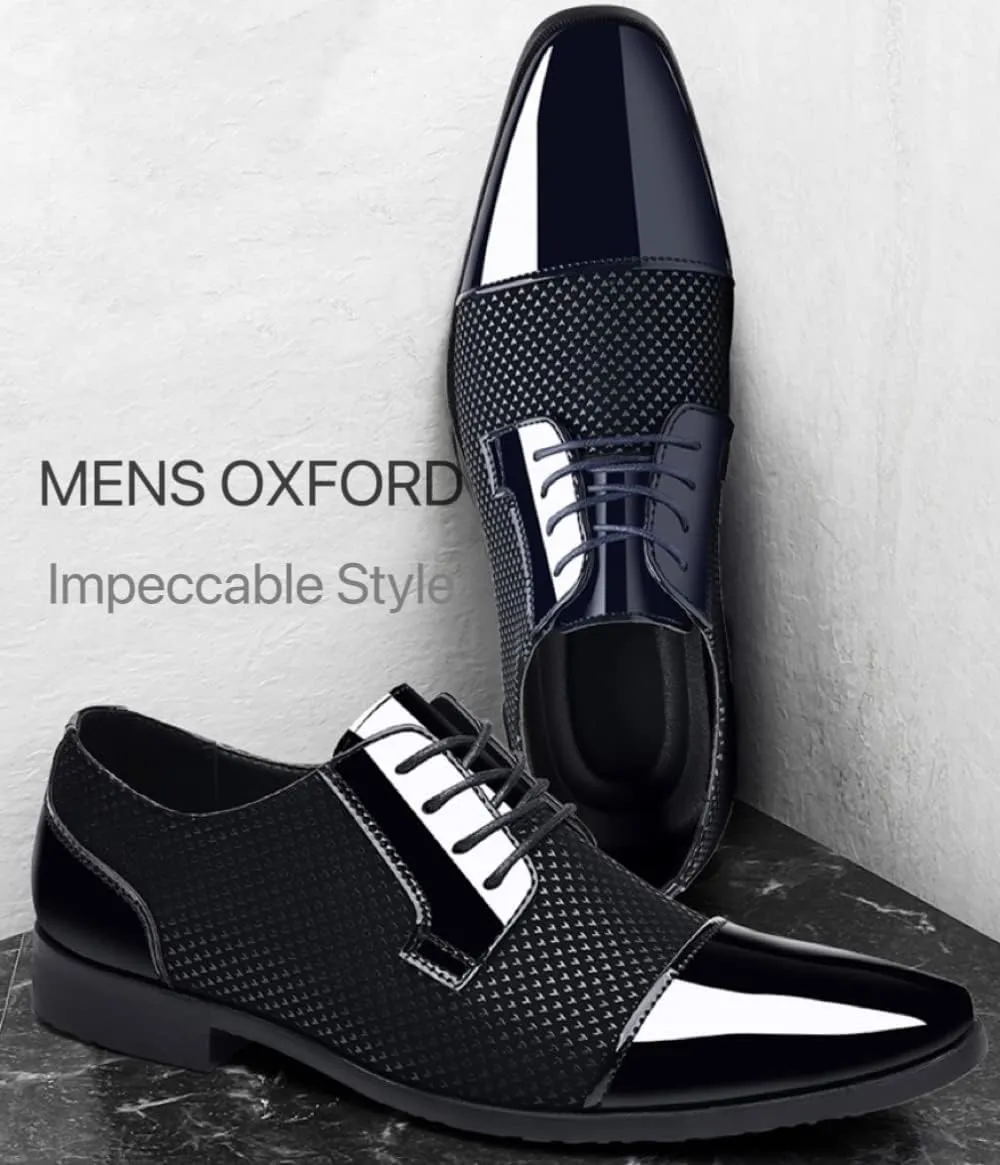 Men's Dress Shoes Casual Oxford Lace-up Shoes Business Formal Shoes Cap Toe Fashion Shoes
