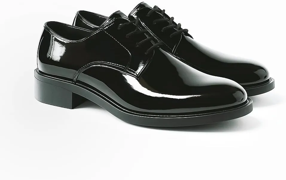 Mens Dress Shoes Classic Formal Oxfords Faux Patent Leather Shoe Lace-up Tuxedo Dress Shoes for Business Wedding Suit Black