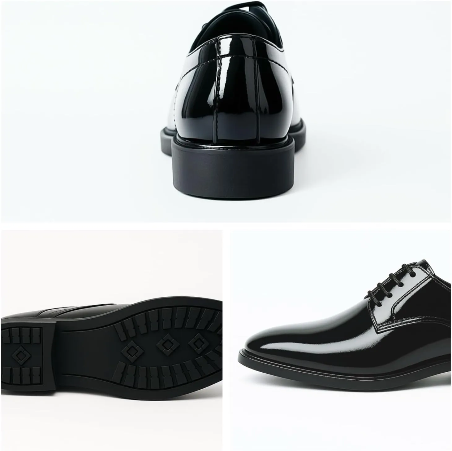 Mens Dress Shoes Classic Formal Oxfords Faux Patent Leather Shoe Lace-up Tuxedo Dress Shoes for Business Wedding Suit Black