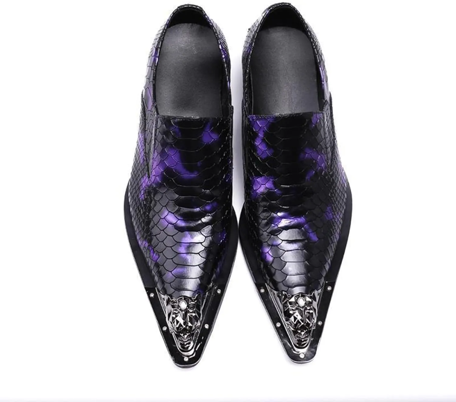 Mens Dress Shoes, Cowhide Shoes Genuine Leather Large Size Low Top Metal Pointed Toe Overshoes Breathable Suit Shoes Casual Shoes
