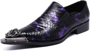 Mens Dress Shoes, Cowhide Shoes Genuine Leather Large Size Low Top Metal Pointed Toe Overshoes Breathable Suit Shoes Casual Shoes