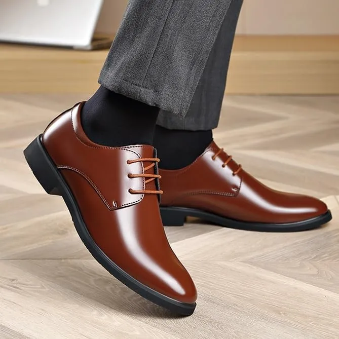 Men's Dress Shoes Faux Patent Leather Oxfords Classic Lace-up Formal Tuxedo Shoes for Men