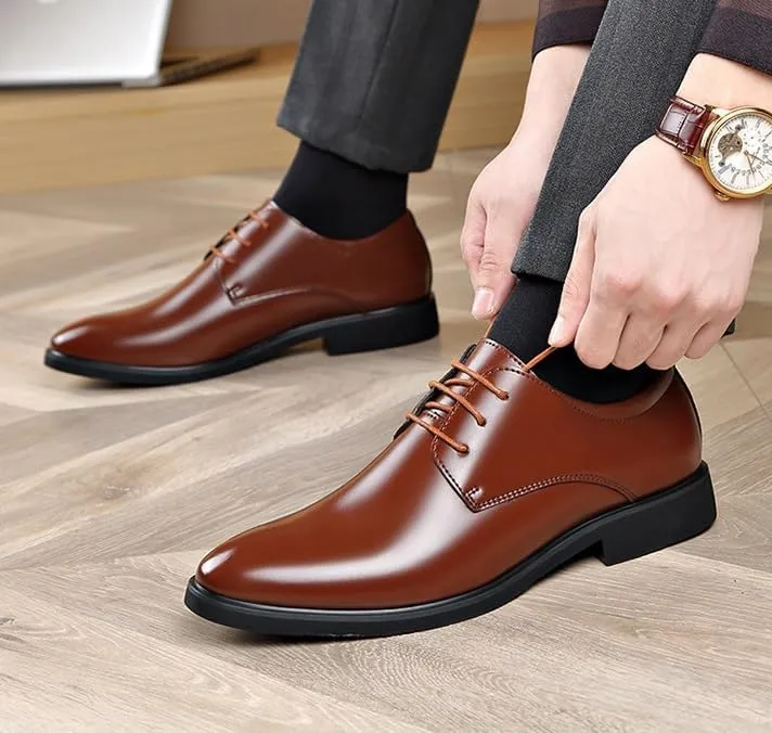 Men's Dress Shoes Faux Patent Leather Oxfords Classic Lace-up Formal Tuxedo Shoes for Men