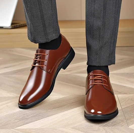 Men's Dress Shoes Faux Patent Leather Oxfords Classic Lace-up Formal Tuxedo Shoes for Men
