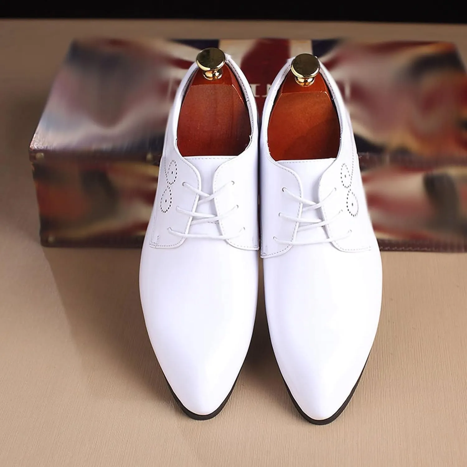 Mens Dress Shoes Men's Classic Vintage Brogues Patent Leather Men's lace-up Dress Business Office Shoes Men's Party Wedding Oxford Shoes(48)