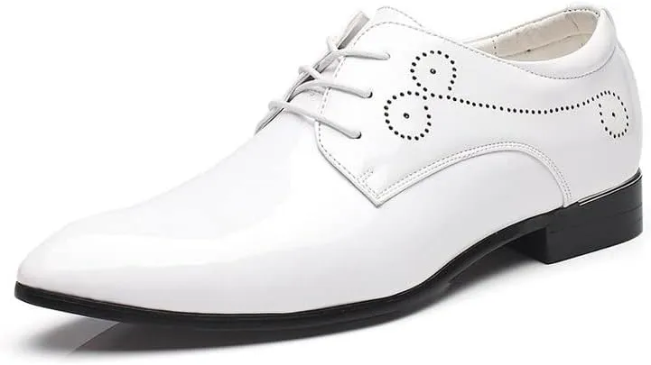 Mens Dress Shoes Men's Classic Vintage Brogues Patent Leather Men's lace-up Dress Business Office Shoes Men's Party Wedding Oxford Shoes(48)