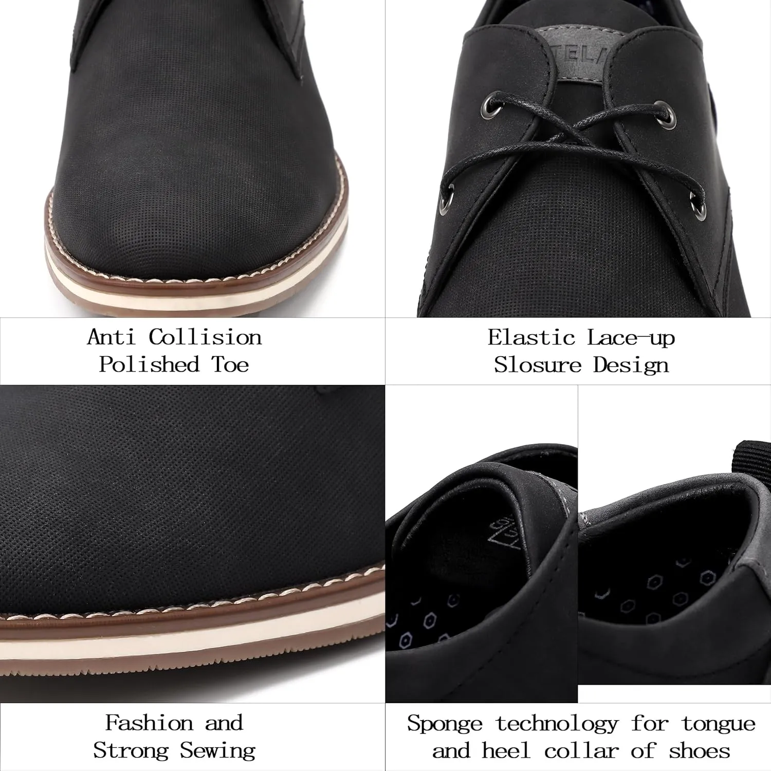 Men's Dress Shoes, Mens Oxford Shoes, Leather Stylish Lace-up Wingtip Brogues, Business Casual Formal Derby Shoe