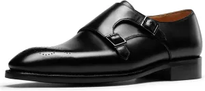 Men’s Dress Shoes Monk Strap Medallion Calf Leather for Business,Casual