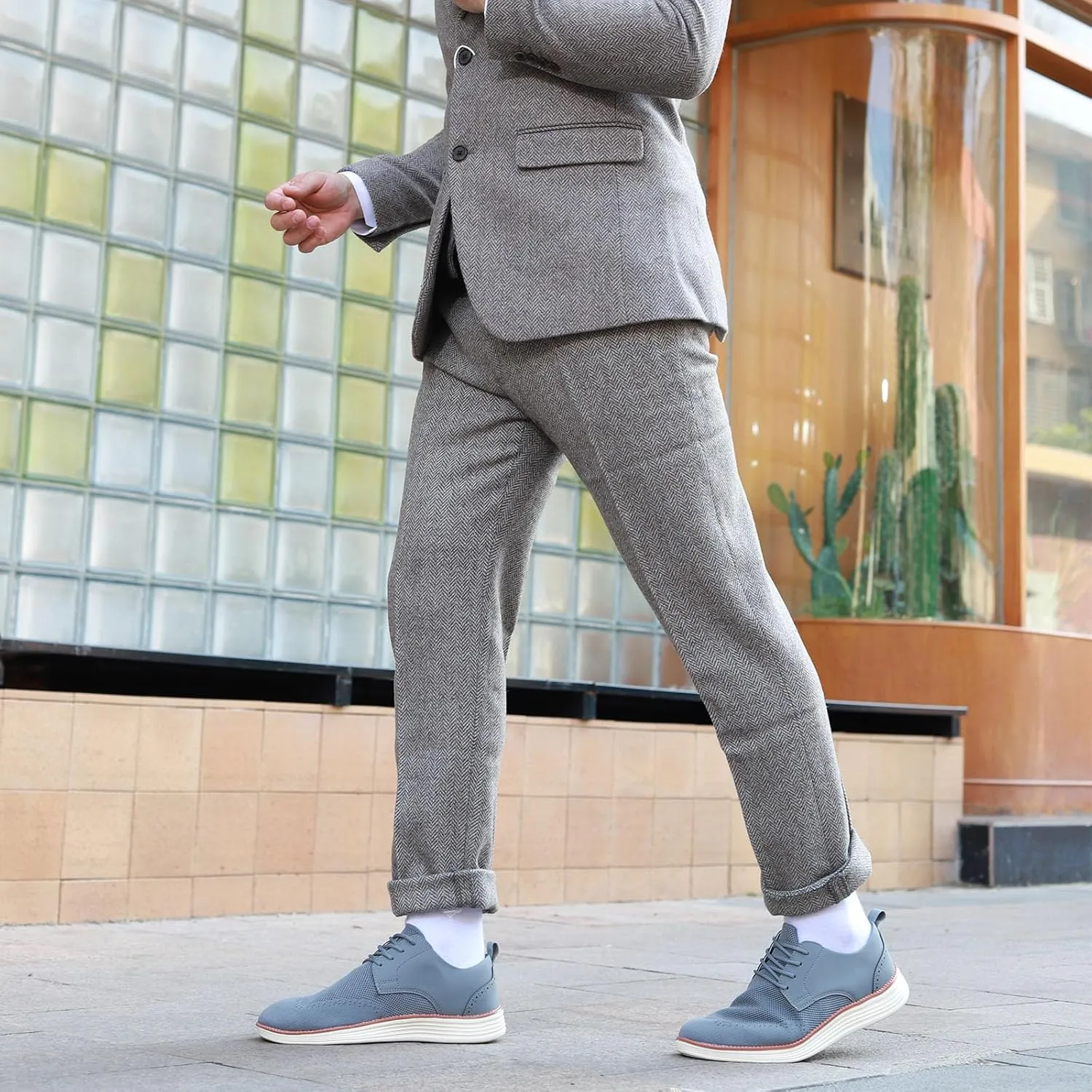 Men's Dress Sneakers Business Casual Dress Oxfords Walking Shoes Lightweight Comfortable Brogue Shoes