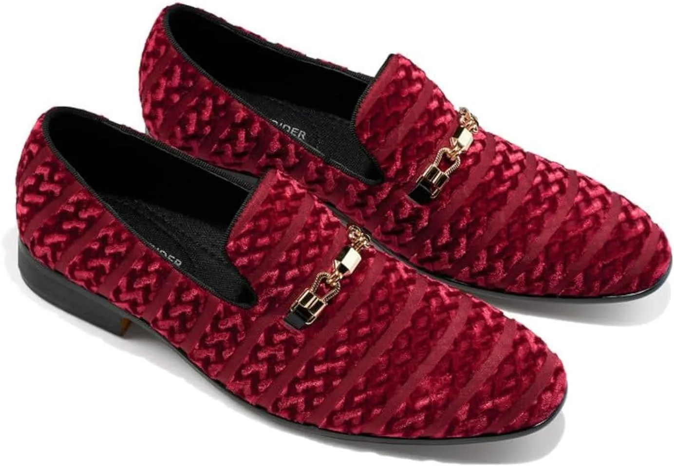 Mens Dress Velvet Shoes Dress Loafers Velvet Slip on for Men - Vintage Fashion Velvet Dress Shoes for Mens - with & Elegant Gold Buckle