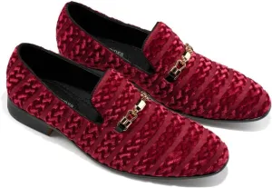 Mens Dress Velvet Shoes Dress Loafers Velvet Slip on for Men - Vintage Fashion Velvet Dress Shoes for Mens - with & Elegant Gold Buckle