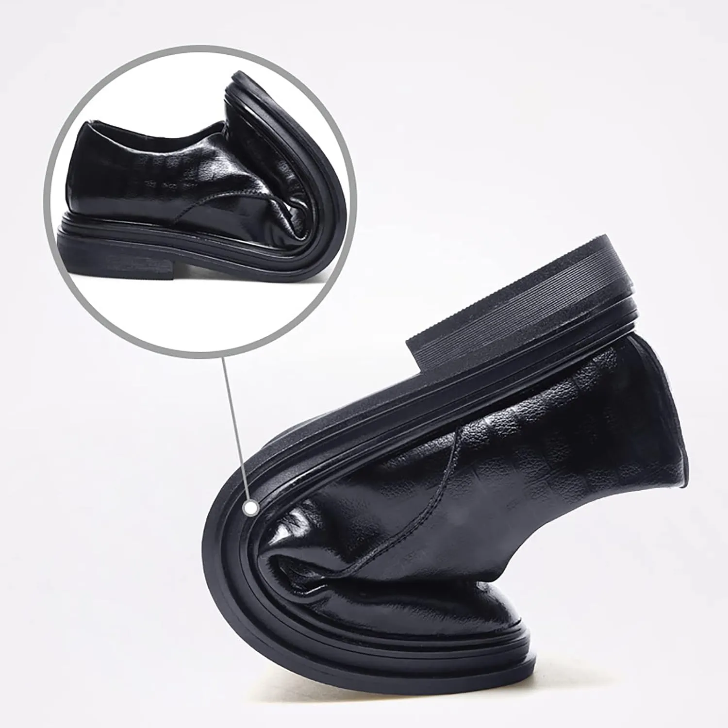 Mens Extra Wide Business Casual Shoes Men's Elevated Business Attire Casual Shoes British Pointed Solid Leather Shoes Men's Dress Shoes Slip On Loafers