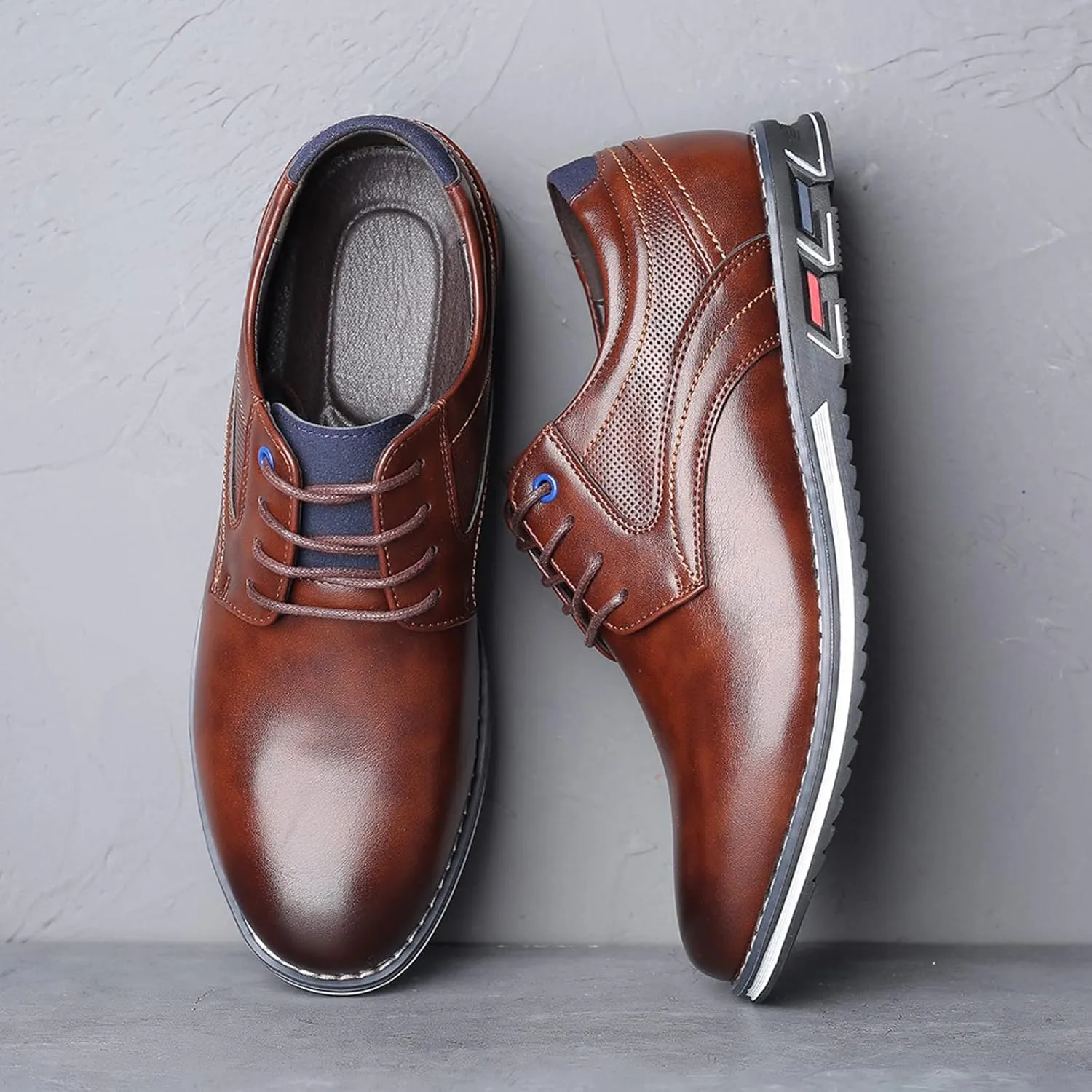 Men's Fashion Oxford Rovers Orthopedic Leather Shoes Casual Business Derby Lace-up Business Luxury Dress Loafers Flats Work Office Sneaker Driving Shoes