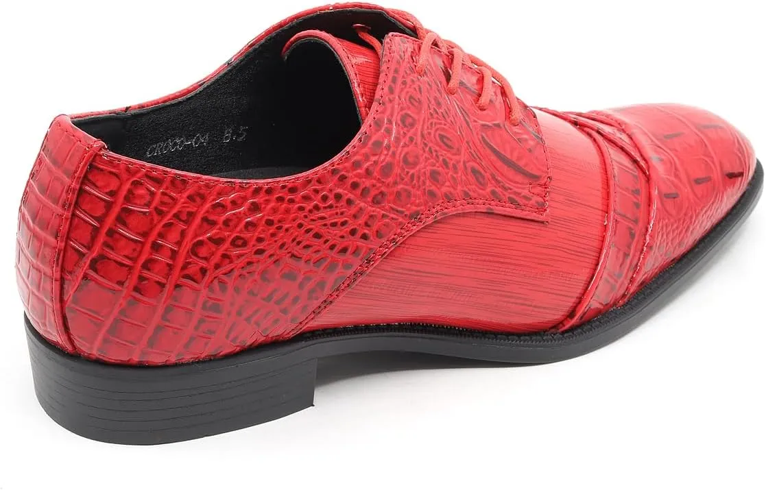 Men's Formal Fashion Tuxedo Wedding Lace Up Cap Toe Dress Shoe croco-04