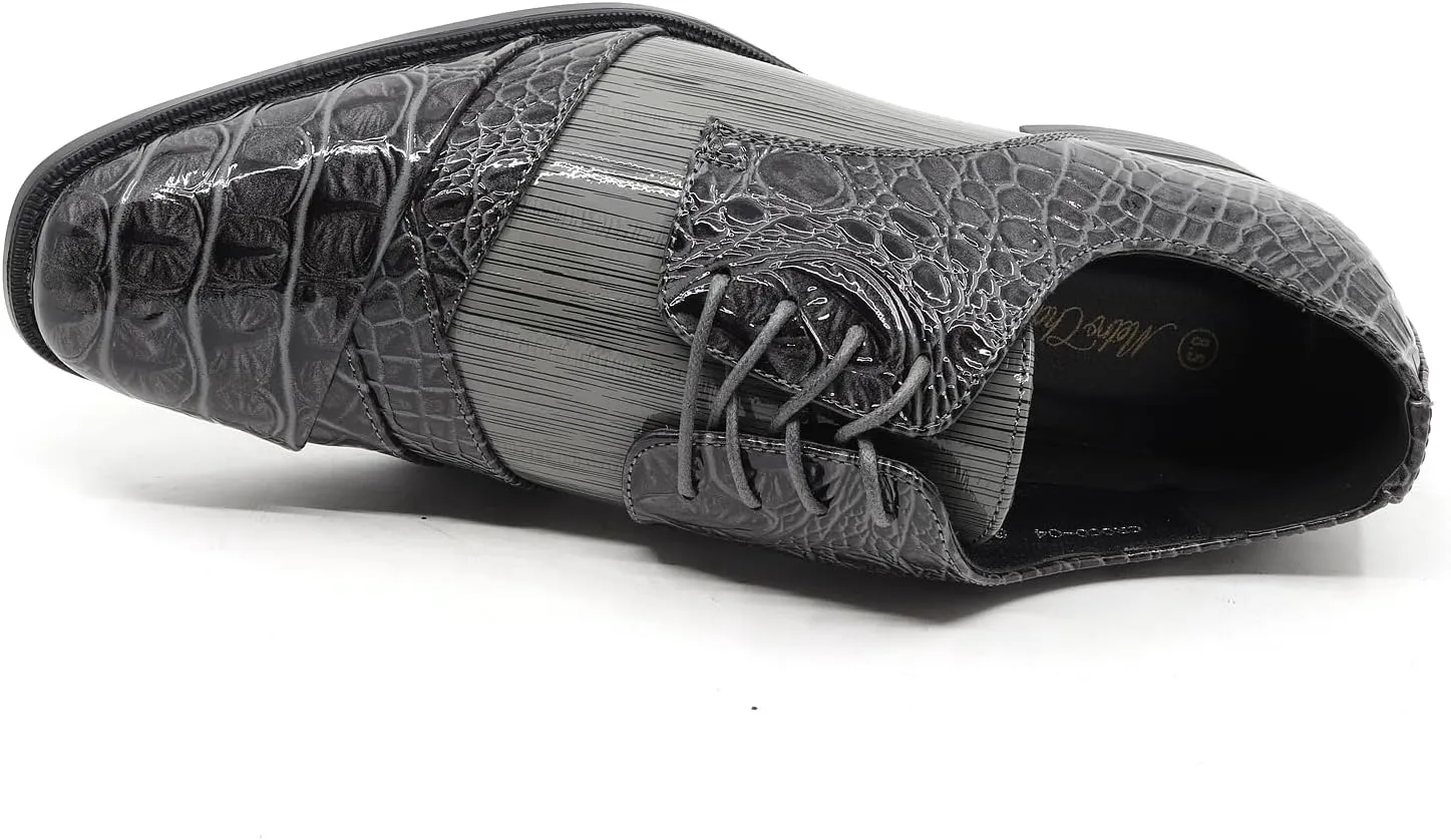 Men's Formal Fashion Tuxedo Wedding Lace Up Cap Toe Dress Shoe croco-04