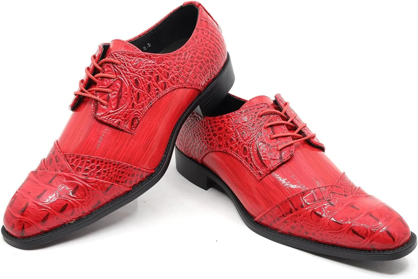 Men's Formal Fashion Tuxedo Wedding Lace Up Cap Toe Dress Shoe croco-04