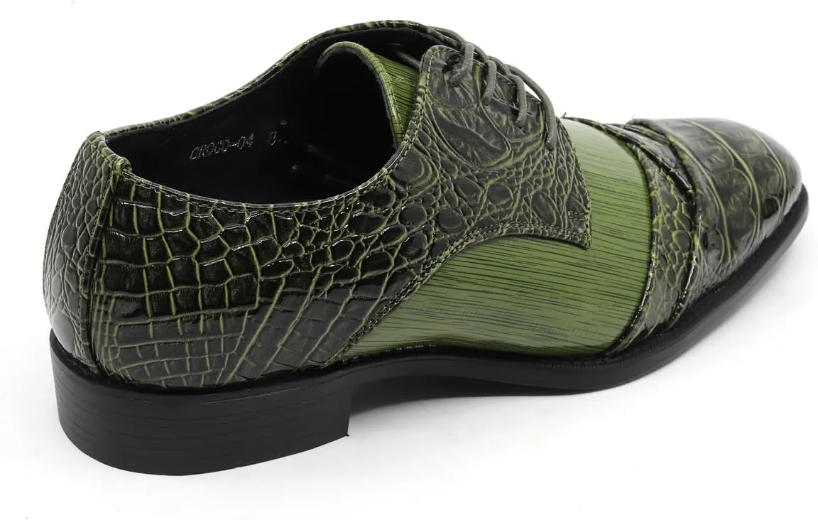Men's Formal Fashion Tuxedo Wedding Lace Up Cap Toe Dress Shoe croco-04