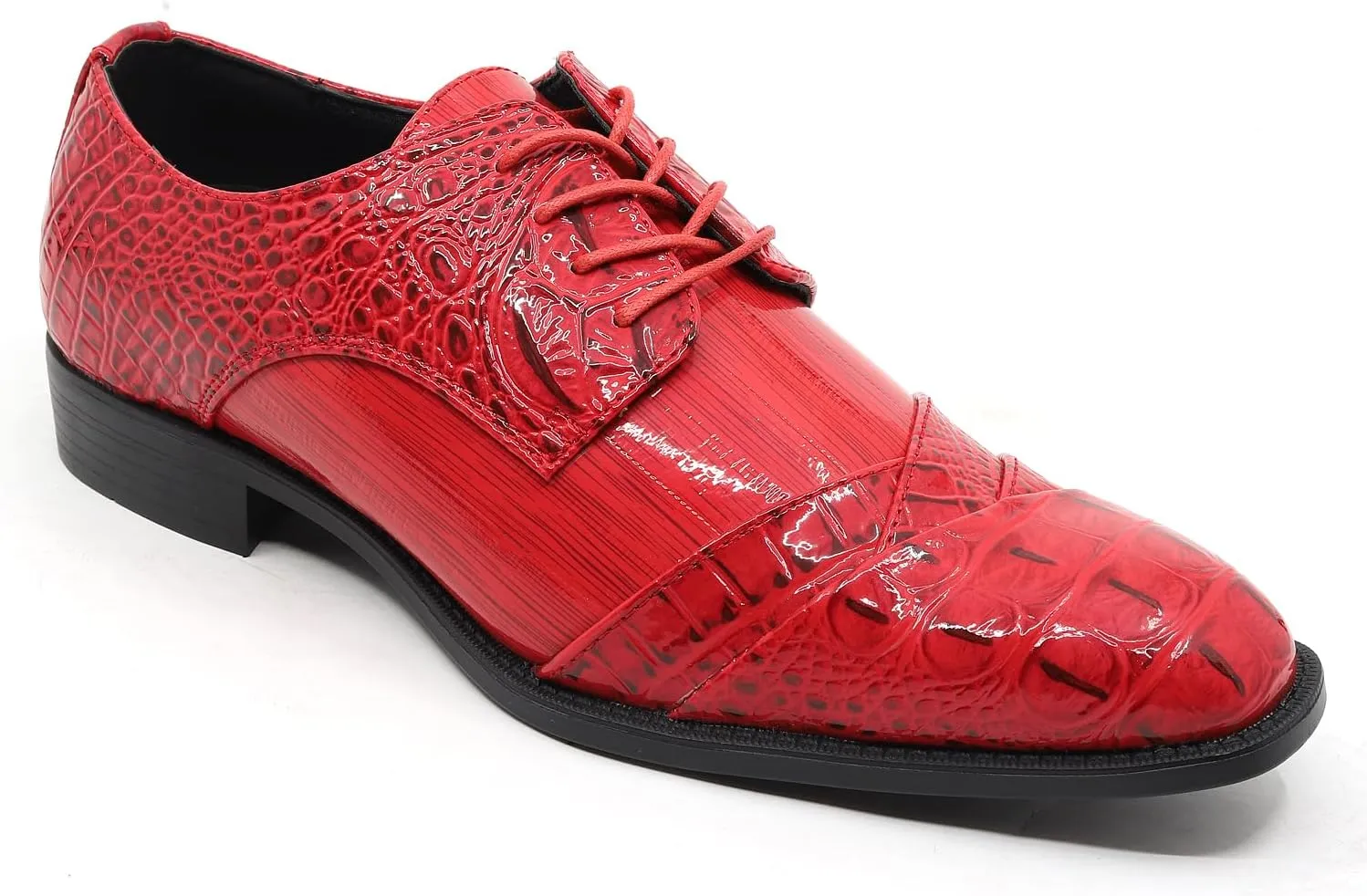 Men's Formal Fashion Tuxedo Wedding Lace Up Cap Toe Dress Shoe croco-04