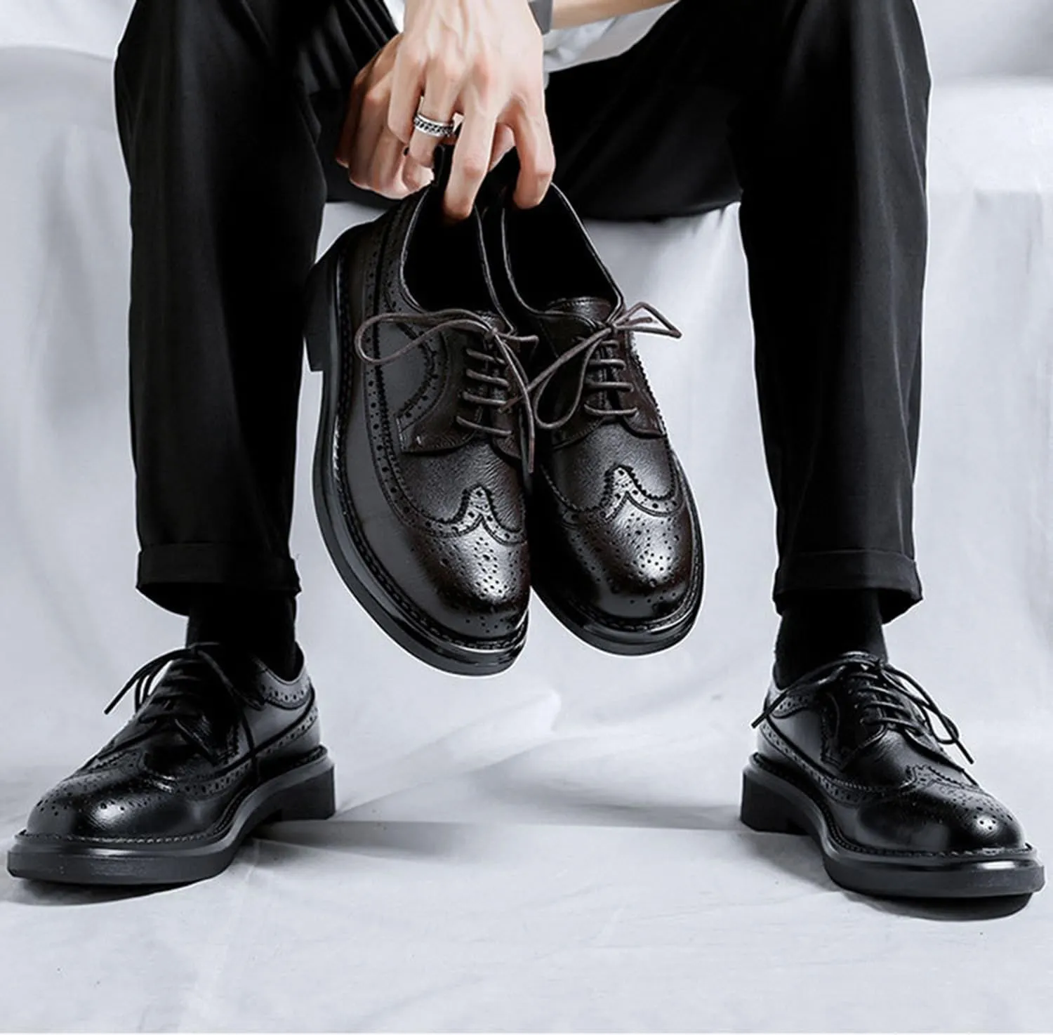 Men's Lace-ups Brogues Classic Oxford Formal Dress Shoes Office Business Wedding Party Shoes