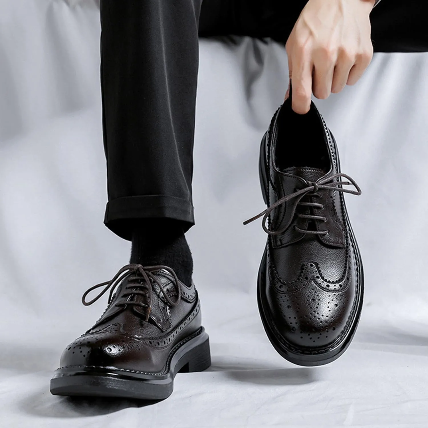 Men's Lace-ups Brogues Classic Oxford Formal Dress Shoes Office Business Wedding Party Shoes