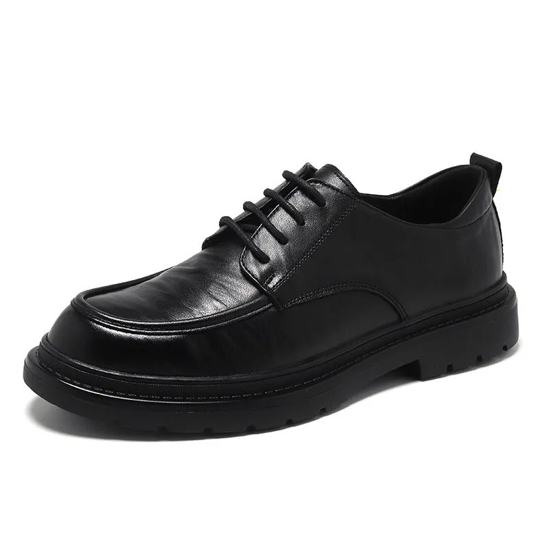 Men's Leather Business Formal Shoes - Pure Black (In Stock)