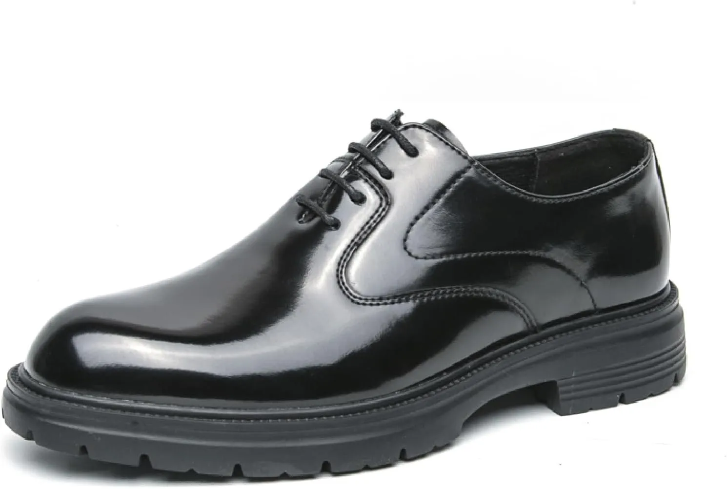 Men's Leather Lace Up Platform Oxfords Business Comfortable Chunky Heel Soft Bottom Dress Shoes Casual Work Office Formal Derby Shoes