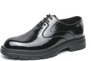 Men's Leather Lace Up Platform Oxfords Business Comfortable Chunky Heel Soft Bottom Dress Shoes Casual Work Office Formal Derby Shoes