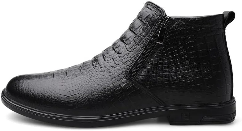 Men's Leather Loafers, Slip-on Crocodile Print Formal Dress Shoes for Men Business Dress Penny Boots for Mens