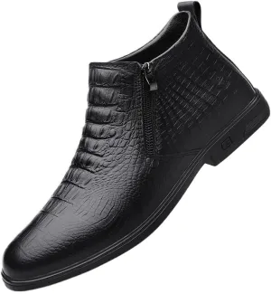 Men's Leather Loafers, Slip-on Crocodile Print Formal Dress Shoes for Men Business Dress Penny Boots for Mens
