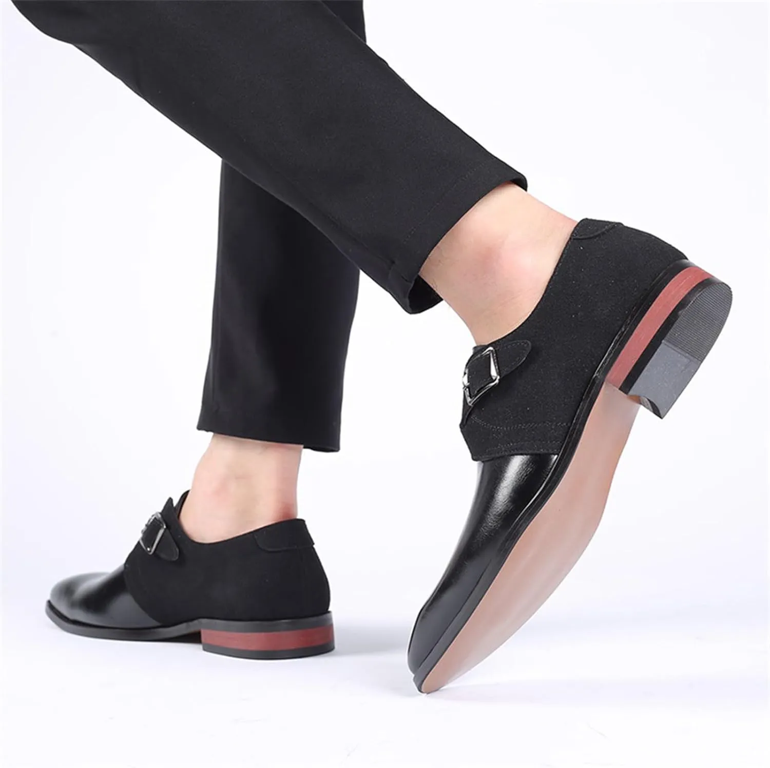 Men's Leather Oxford Dress Shoe Buckle Strap Low Top Walking Shoes Business Wedding Party Formal Shoes