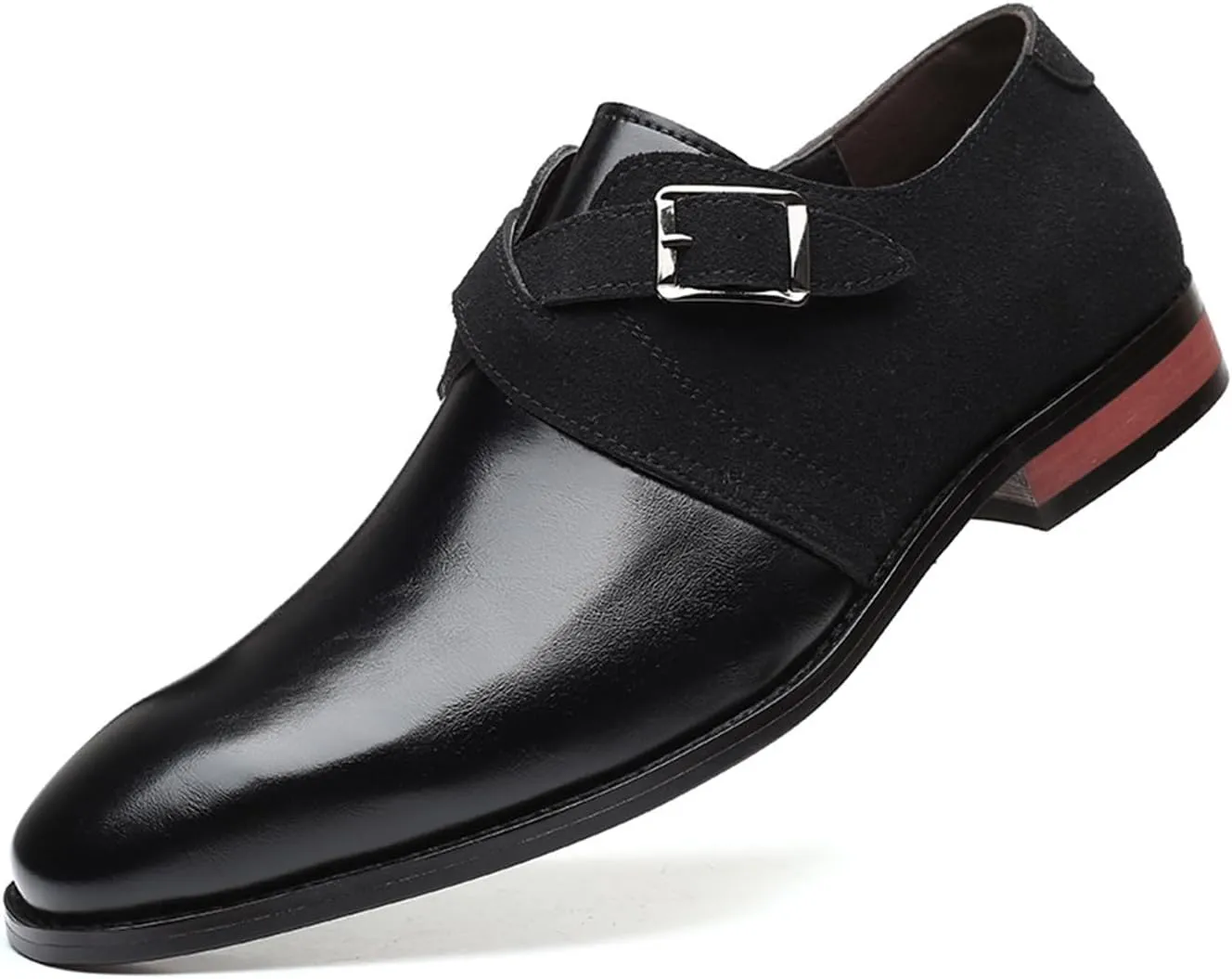 Men's Leather Oxford Dress Shoe Buckle Strap Low Top Walking Shoes Business Wedding Party Formal Shoes