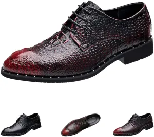 Men's Leather Print Dress Shoes,Classic Brogues Comfort Lace Up Non-Slip Casual Oxford Business Wedding Derby Shoes