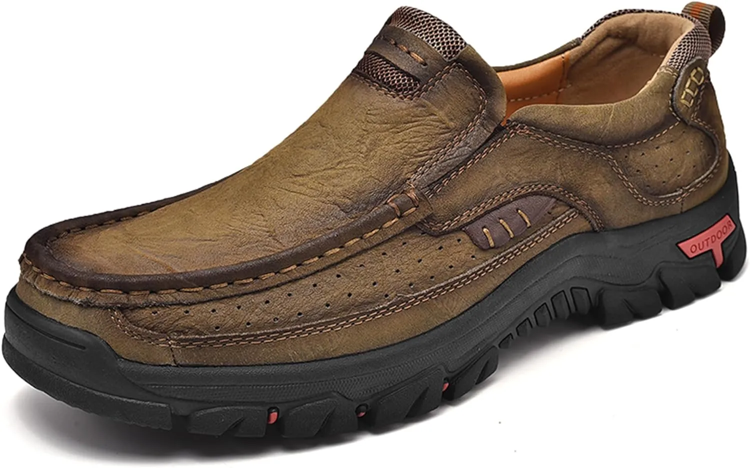 Men's Lightweight Wide Version Boat Shoes, Business and Office Casual Shoes, Comfortable Driving Casual Shoes Made of Cowhide, Black Penny Shoes, Outdoor Jogging Shoes