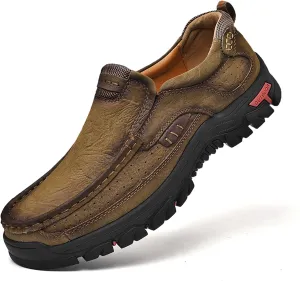 Men's Lightweight Wide Version Boat Shoes, Business and Office Casual Shoes, Comfortable Driving Casual Shoes Made of Cowhide, Black Penny Shoes, Outdoor Jogging Shoes